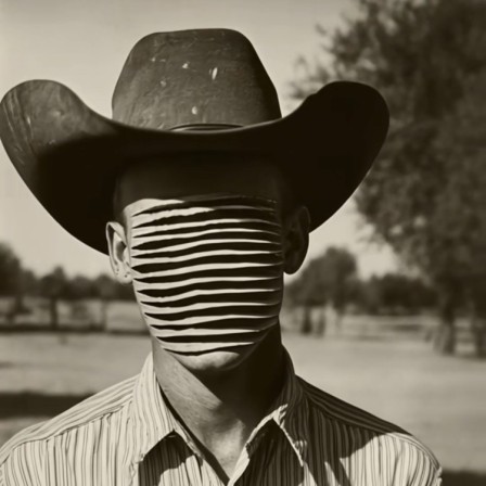 rides viriles visage buriné cowboy le petit feuilleté texan dans la prairie