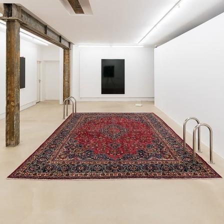 Littlewhitehead (British, Craig Little, b.1980 and Blake Whitehead, b.1985) @littlewhitehead When will it end Persian rug, stainless steel, mild steel, le charme luxueux des piscines persanes