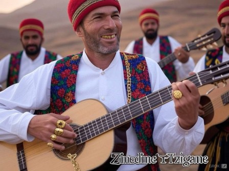 Zinedine Zidane Zinedine Tzigane guitare bonne année à tous ceux qui aiment le foot et la musique