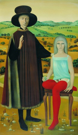 Anna Alina Güntner (1933-2013) — Weekend with Arnolfini [oil, canvas, 1967 Les Époux Arnolfini Jan van Eyck  1434