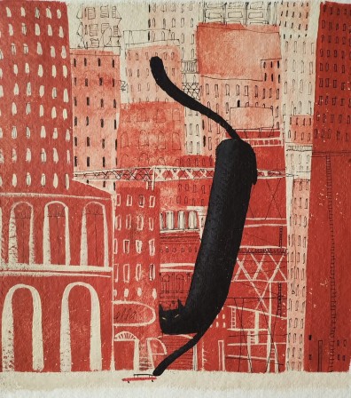 Angela Smyth chat noir la ville rouge des chats