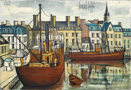 Bernard Buffet - Paimpol, remorqueurs dans le bassin. 1972 la paimpolaise