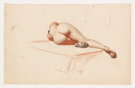 Edward Hopper. Reclining nude from back 1902. Fabricated chalk and graphite pencil on paper nu allongé