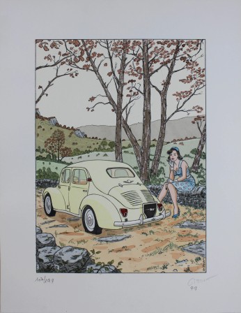 La 4 CV Renault 1954 - sérigraphie de Jean-Pierre Gibrat