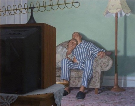 Ron Francis (Australian, born 1954), ‘True Love’, 2008 couple endormi devant la télévision