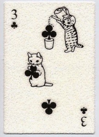pottering cats playing cards chat jeu de carte la culture du trèfle à trois feuilles