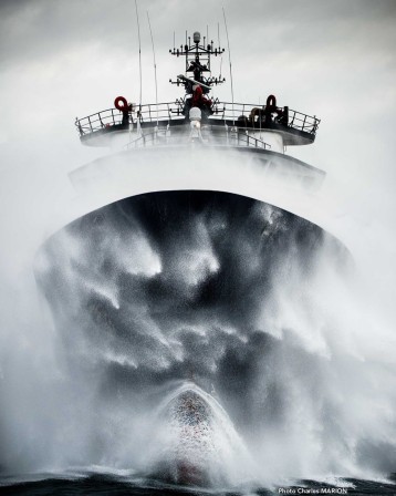 Charles Marion Photographe bateau mer proue l'étrave du navire fendant les flots