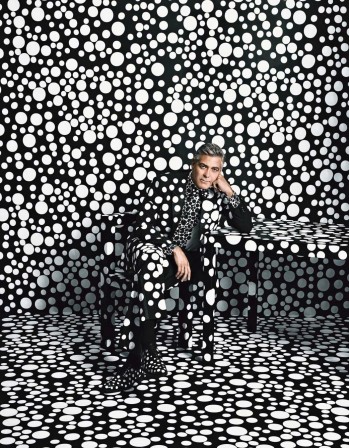 George Clooney par Yayoi Kusama pour W Magazine’s Art Issue, 2013 jeux d'été sauras tu trouver le George Clooney caché dans cette image