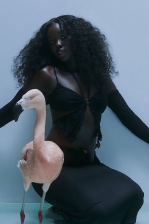 Monica Atong @fashionnova Siren’s Song 2024 Spring-Summer Campaign mode flamande en noir et rose